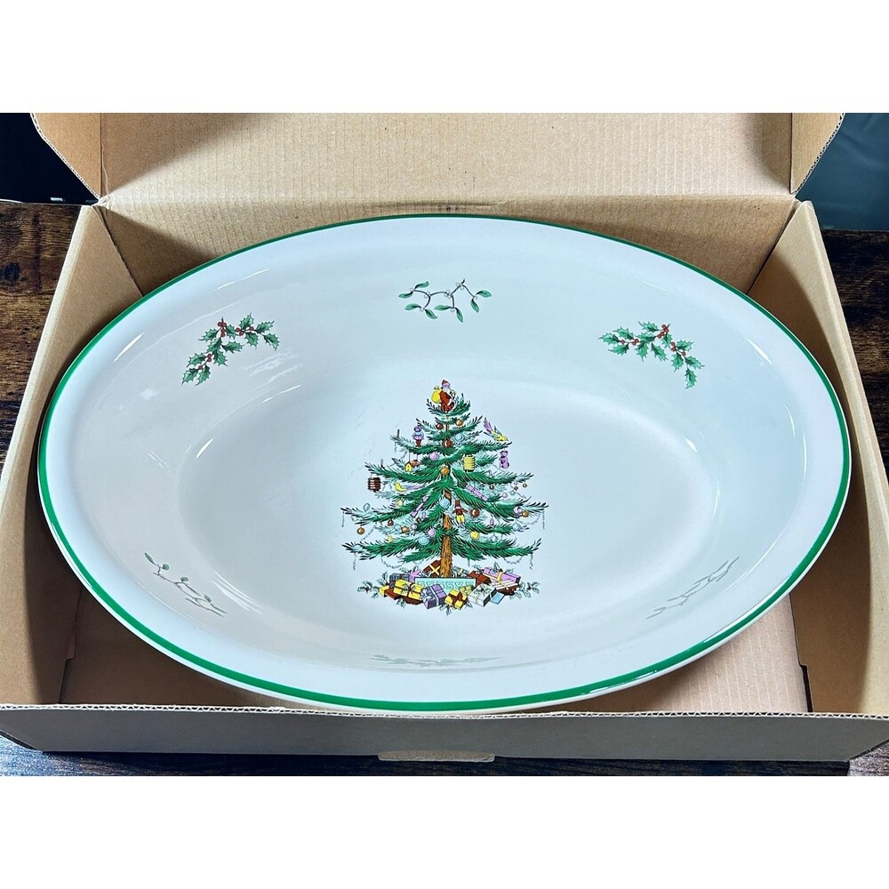 NEW Spode Christmas Tree 12.5" Oval Baking Casserole Dish with Box